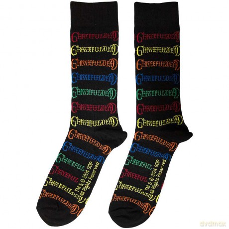Grateful Dead: Unisex Ankle Socks: Coloured Logos Pattern (Black) (UK Size 6 - 11)