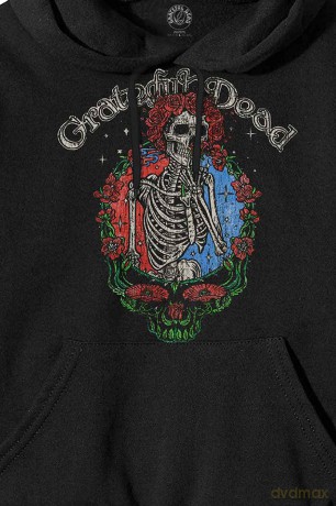 Grateful Dead: Unisex Pullover Hoodie: Floral Stealie (Black) (Large)