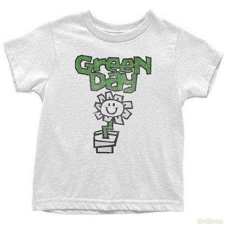 Green Day: Kids T-Shirt: Flower Pot (White) (9-10 Years)