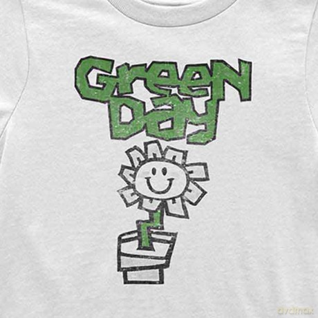 Green Day: Kids T-Shirt: Flower Pot (White) (9-10 Years)