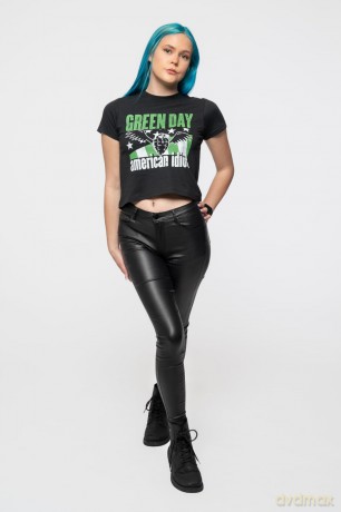 Green Day: Ladies Crop Top: American Idiot Wings (Black) (XX-Large)