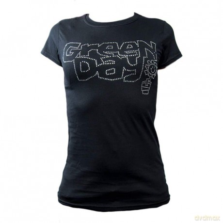 Green Day: Ladies Fashion Tee: Flower Pot with Rhinestone Application (XX-Large)
