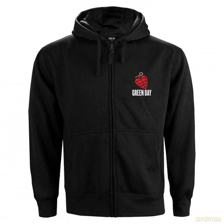 Green Day: Ladies Zipped Hoodie: American Idiot (Black) (Back Print) (Large)