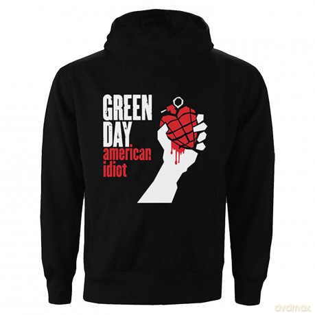 Green Day: Ladies Zipped Hoodie: American Idiot (Black) (Back Print) (Small)