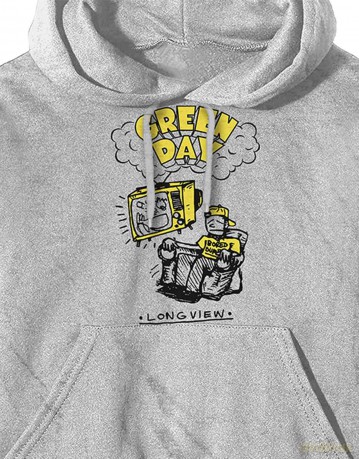 Green Day: Unisex Pullover Hoodie: Longview Doodle (Off White) (Small)