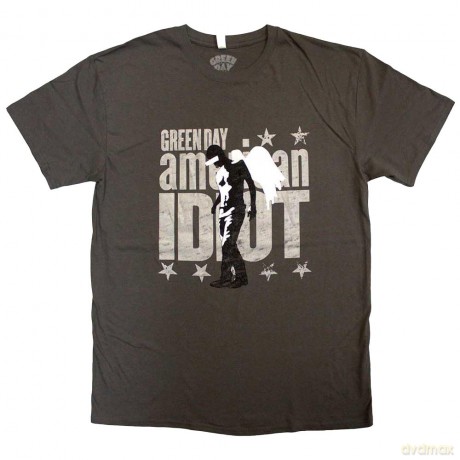 Green Day: Unisex T-Shirt: Am Idiot Angel (Charcoal Grey) (Large)
