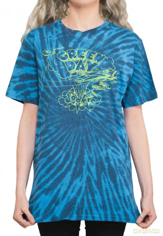 Green Day: Unisex T-Shirt: Dookie Line Art (Blue) (Wash Collection) (Small)