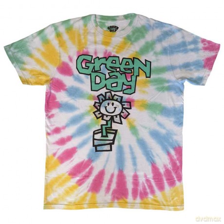 Green Day: Unisex T-Shirt: Flower Pot (White) (Wash Collection) (Large)