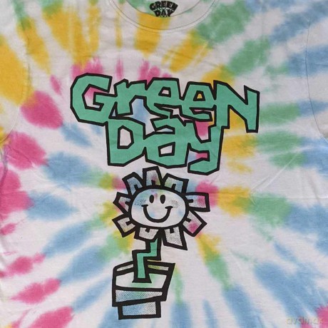 Green Day: Unisex T-Shirt: Flower Pot (White) (Wash Collection) (Large)