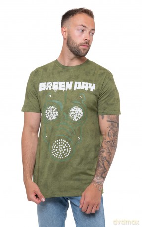 Green Day: Unisex T-Shirt: Gas Mask (Khaki Green) (Wash Collection) (XX-Large)