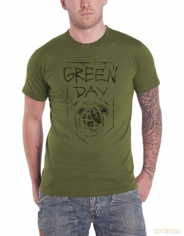 Green Day: Unisex T-Shirt: Organic Grenade (Military Green) (Small)