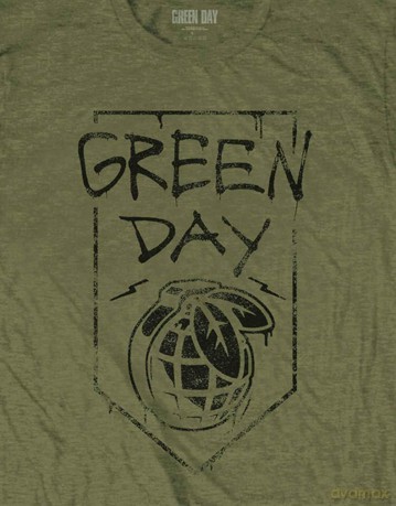 Green Day: Unisex T-Shirt: Organic Grenade (Military Green) (Small)