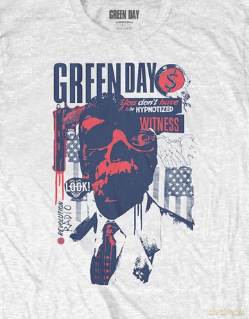 Green Day: Unisex T-Shirt: Patriot Witness (White) (Small)