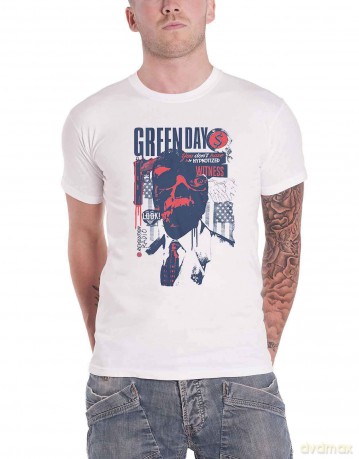 Green Day: Unisex T-Shirt: Patriot Witness (White) (X-Large)
