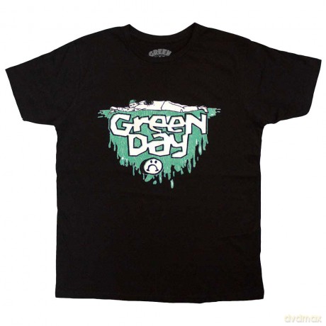 Green Day: Unisex T-Shirt: Sad Smiley (Black) (Small)