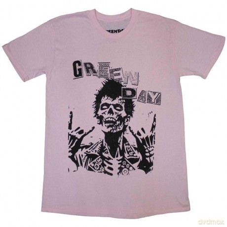 Green Day: Unisex T-Shirt: Savior Zombie (Pink) (Large)