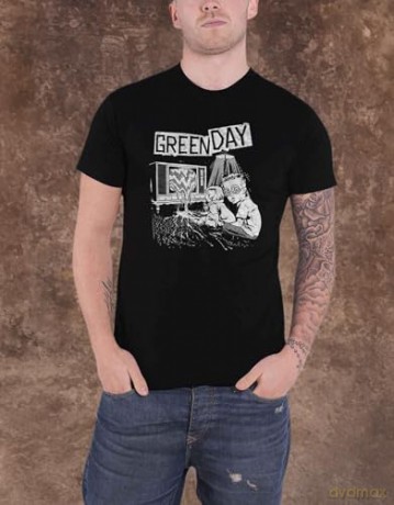 Green Day: Unisex T-Shirt: TV Wasteland (Black) (Large)