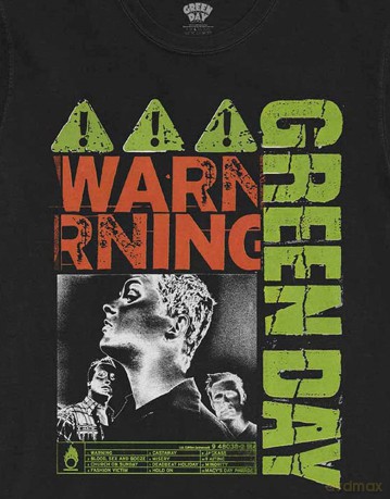 Green Day: Unisex T-Shirt: Warning (Black) (Small)