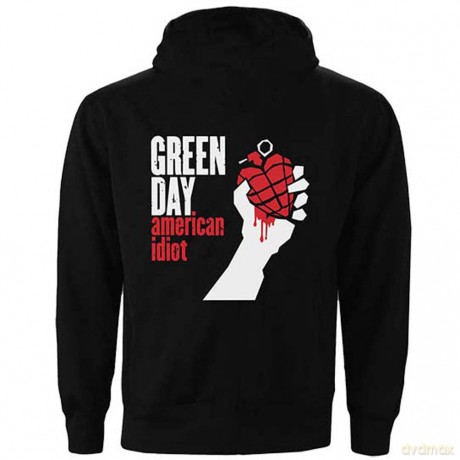 Green Day: Unisex Zipped Hoodie: American Idiot (Back Print) (X-Large)