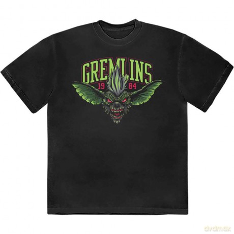Gremlins: Unisex T-Shirt: Stripe 1984 Green Logo (Black) (Small)