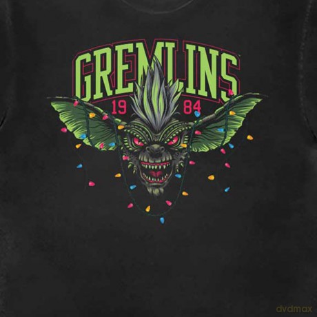 Gremlins: Unisex T-Shirt: Stripe 1984 Xmas Lights (Black) (Large)