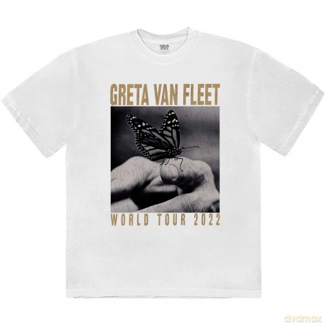 Greta Van Fleet: Unisex T-Shirt: World Tour Butterfly (White) (Small)