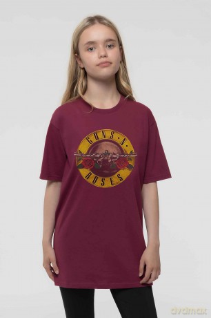 Guns n Roses: Guns N' Roses Kids T-Shirt: Classic Logo (Maroon Red) (3-4 Years)