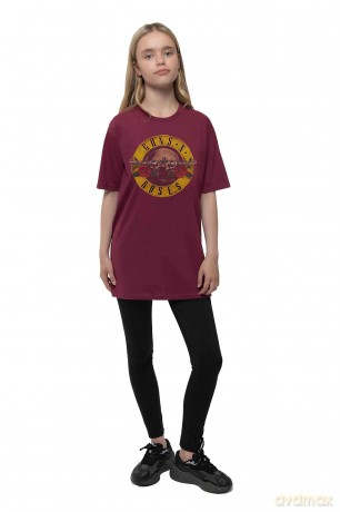Guns n Roses: Guns N' Roses Kids T-Shirt: Classic Logo (Maroon Red) (3-4 Years)