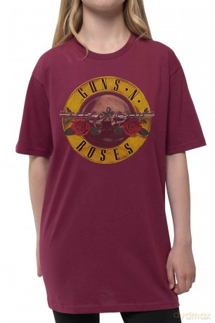 Guns n Roses: Guns N' Roses Kids T-Shirt: Classic Logo (Maroon Red) (9-10 Years)