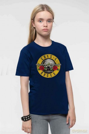 Guns n Roses: Guns N' Roses Kids T-Shirt: Classic Logo (Navy Blue) (11-12 Years)