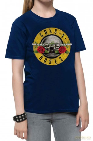 Guns n Roses: Guns N' Roses Kids T-Shirt: Classic Logo (Navy Blue) (11-12 Years)