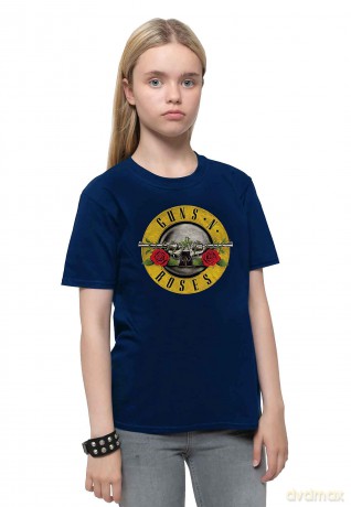 Guns n Roses: Guns N' Roses Kids T-Shirt: Classic Logo (Navy Blue) (5-6 Years)
