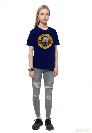 Guns n Roses: Guns N' Roses Kids T-Shirt: Classic Logo (Navy Blue) (5-6 Years)