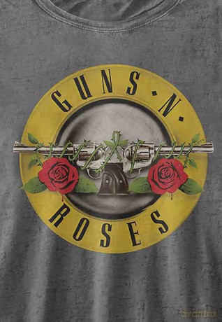 Guns n Roses: Guns N' Roses Ladies Burnout T-Shirt: Classic Logo (Charcoal Grey) (Medium)