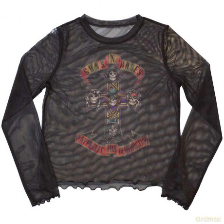 Guns n Roses: Guns N' Roses Ladies Crop Top: Appetite For Destruction (Black) (Mesh) (XX-Large)