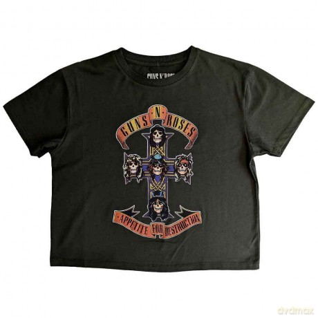 Guns n Roses: Guns N' Roses Ladies Crop Top: Appetite For Destruction (Green) (Small)