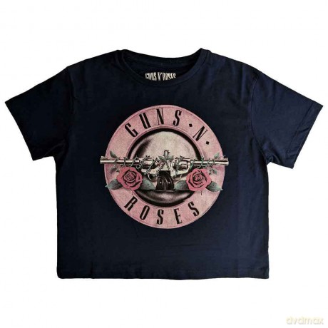 Guns n Roses: Guns N' Roses Ladies Crop Top: Classic Logo (Navy Blue) (Medium)