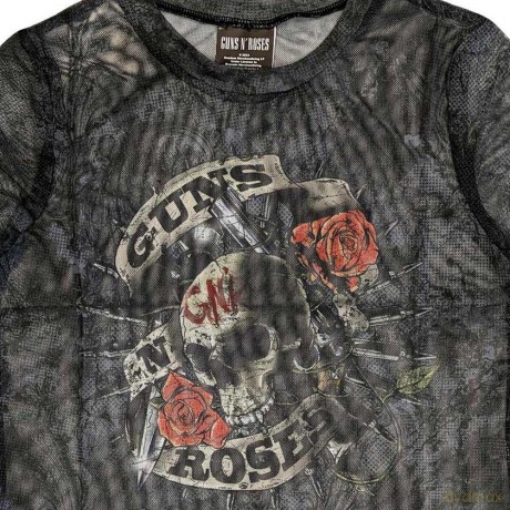 Guns n Roses: Guns N' Roses Ladies Crop Top: Firepower (Black) (Mesh) (X-Small)