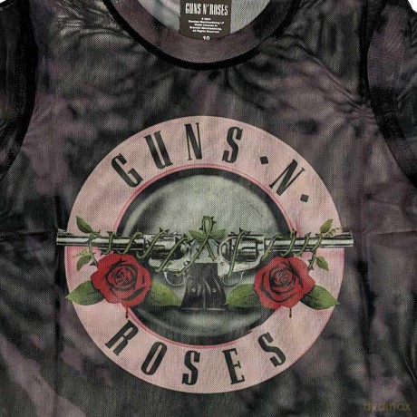Guns n Roses: Guns N' Roses Ladies Crop Top: Pink Tint Bullet Logo (Black) (Mesh) (X-Large)