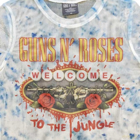 Guns n Roses: Guns N' Roses Ladies Crop Top: Welcome To The Jungle LV (White) (Mesh) (X-Small)