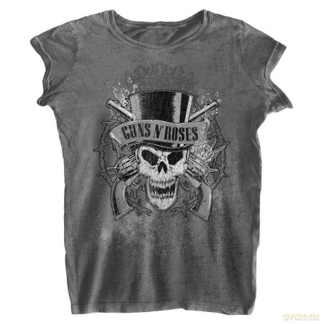 Guns N' Roses: Ladies Fashion Tee: Faded Skull (Burn Out) (Medium)