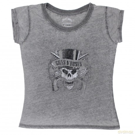 Guns N' Roses: Ladies Fashion Tee: Faded Skull (Burn Out) (Small)