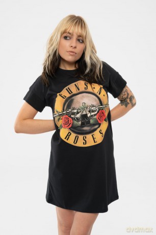 Guns n Roses: Guns N' Roses Ladies Nightdress: Classic Logo (Black) (Back Print) (Medium)
