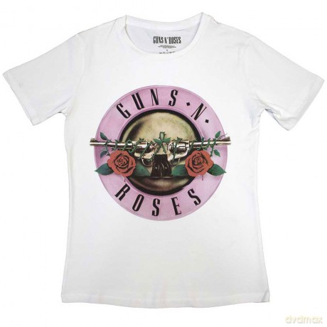 Guns n Roses: Guns N' Roses Ladies T-Shirt: Classic Logo (White) (Large)