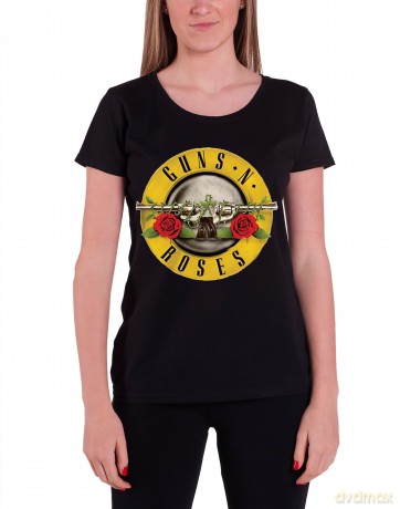 Guns n Roses: Guns N' Roses Ladies Tee: Classic Bullet Logo with Skinny Fitting (X-Large)