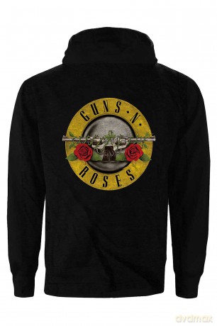 Guns n Roses: Guns N' Roses Ladies Zipped Hoodie: Classic Logo (Black) (Back Print) (Small)