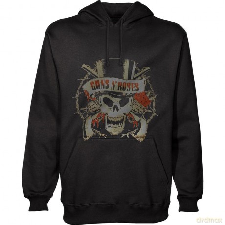 Guns n Roses: Guns N' Roses Men's Pullover Hoodie: Distressed Skull (Medium)