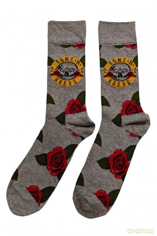 Guns n Roses: Guns N' Roses Unisex Ankle Socks: Bullet Roses (Grey) (UK Size 7 - 11)