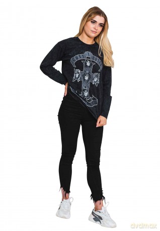 Guns n Roses: Guns N' Roses Unisex Long Sleeve T-Shirt: Monochrome Cross (Black) (Wash Collection) (XXXX-Large)