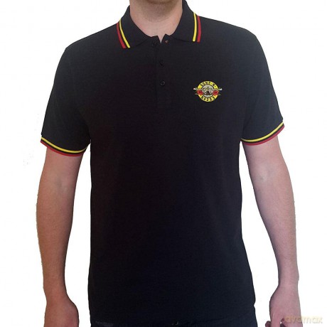 Guns n Roses: Guns N' Roses Unisex Polo Shirt: Classic Logo (Black) (Large)